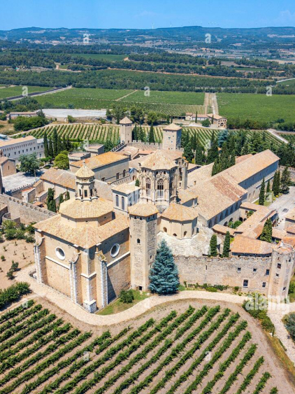 Vista aérea actual del monasterio de Poblet.